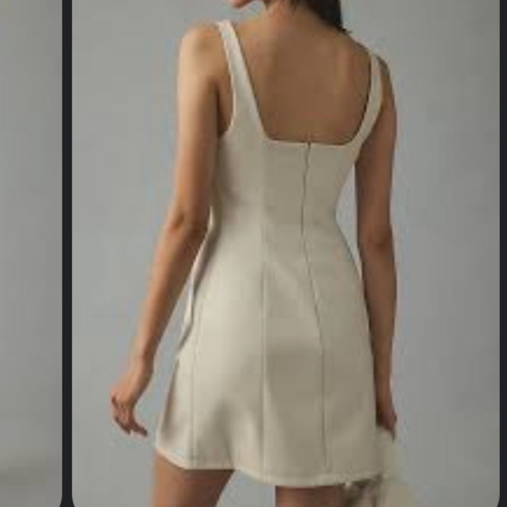 NWT Maeve By Anthropologie Dress Faux Leather Square Neck 2/XS Mini Pleather - Picture 2 of 8